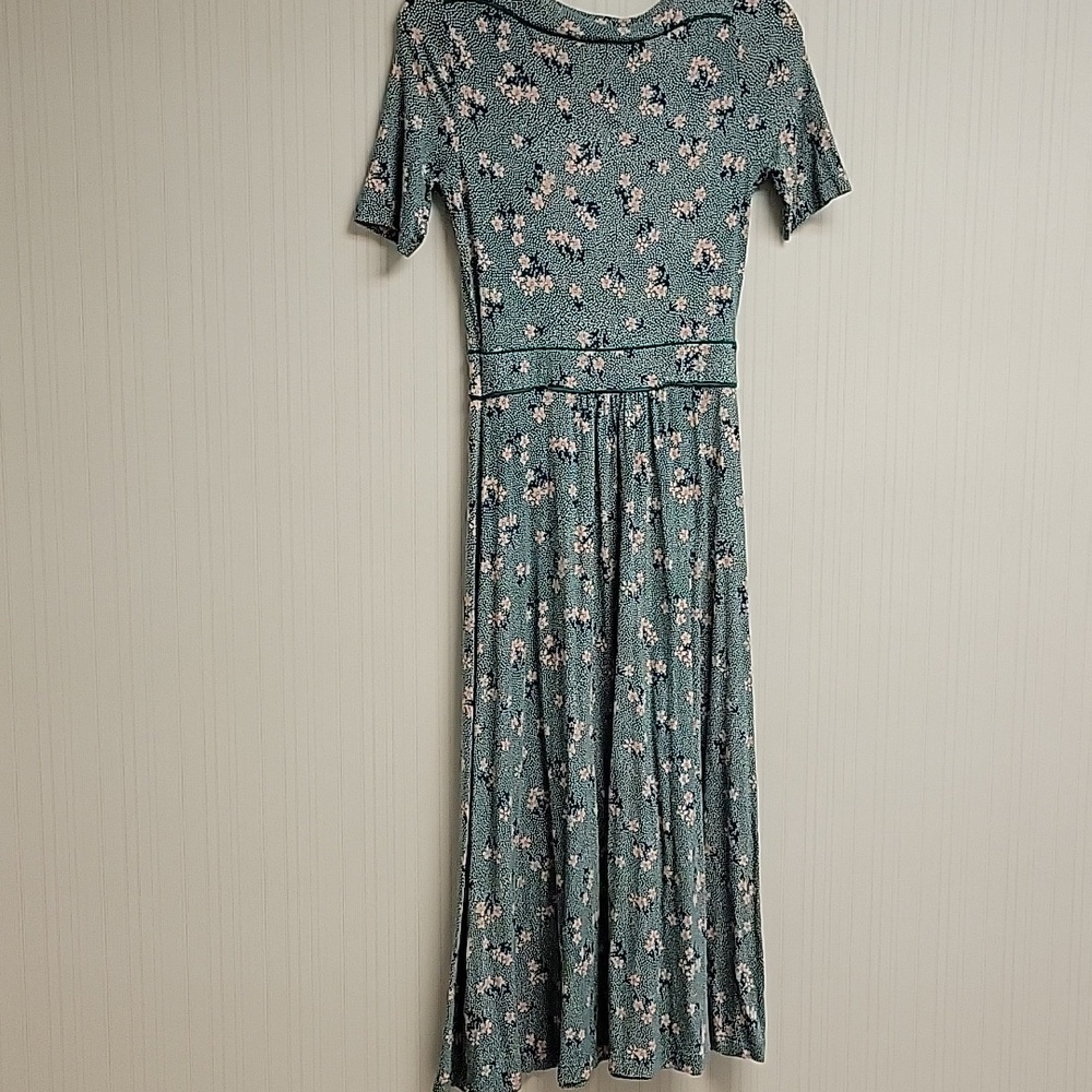 Boden Green Midi Ava Jersey Dress w Pink Floral Print Sz 6. Office Spring Church - Picture 4 of 4